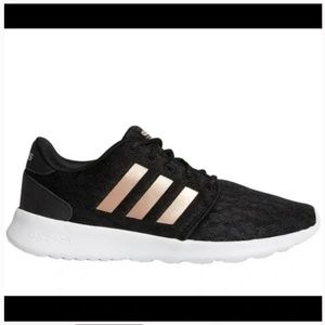 Adidas Cloudfoam QT Racer Black Lace Mesh Metallic Rose Gold Shoes Size 8.5